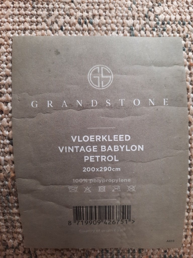 Vloerkleed Vintage Babylon Petrol Grandstone 200x290, Huis en Inrichting, Stoffering | Tapijten en Kleden, Ophalen, 150 tot 200 cm