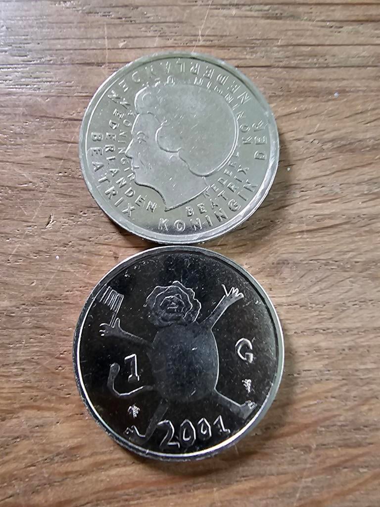2x Laatste Gulden 2001 - Loeki Gulden - Nikkel, Ophalen of Verzenden, Koningin Beatrix, 1 gulden, Losse munt