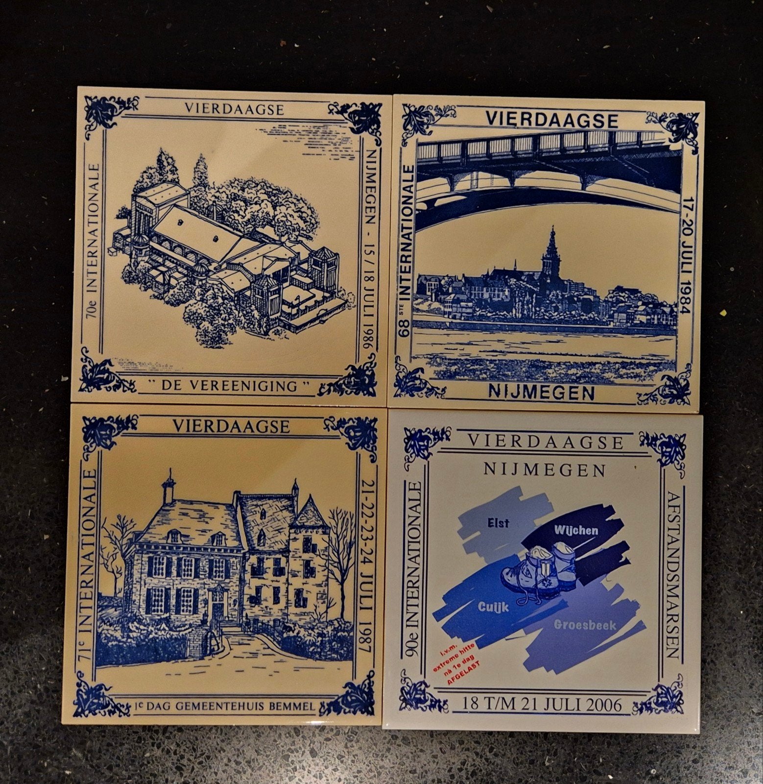 Vierdaagse Nijmegen tegels - Set van 4, Antiek en Kunst, Ophalen