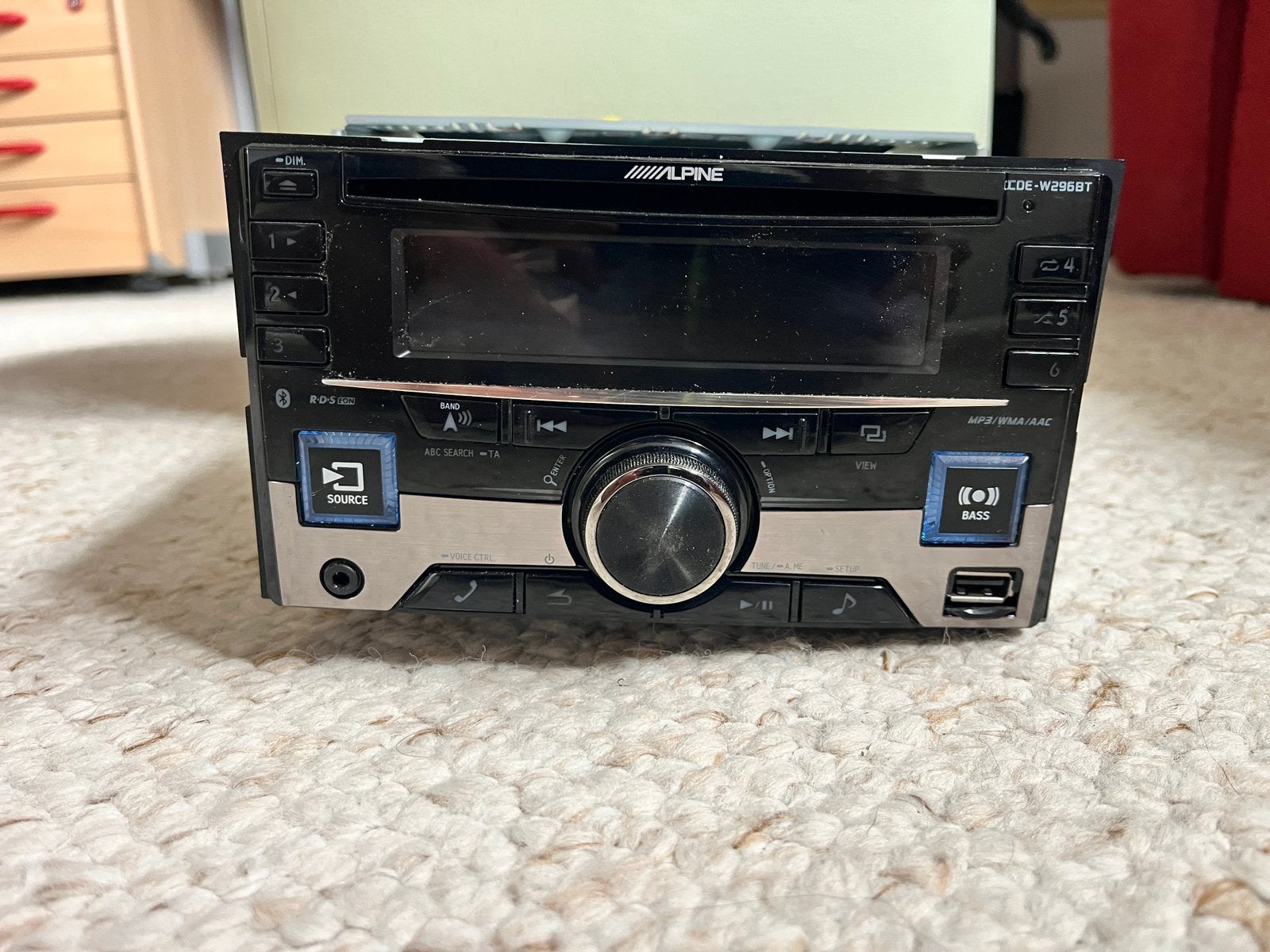 Alpine CDE-W296BT 2DIN CD/USB Receiver met Bluetooth, Auto diversen, Ophalen of Verzenden, Gebruikt