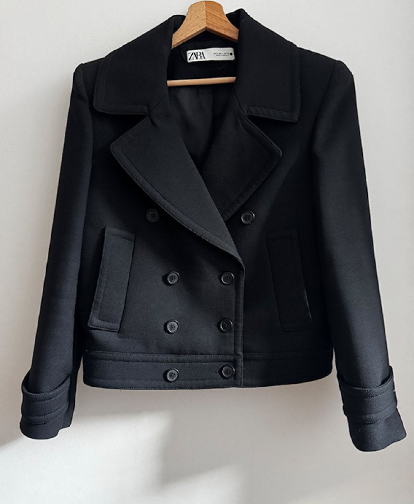 double breasted jas jack zara L bijna nieuw, Ophalen of Verzenden, Zo goed als nieuw, Zwart