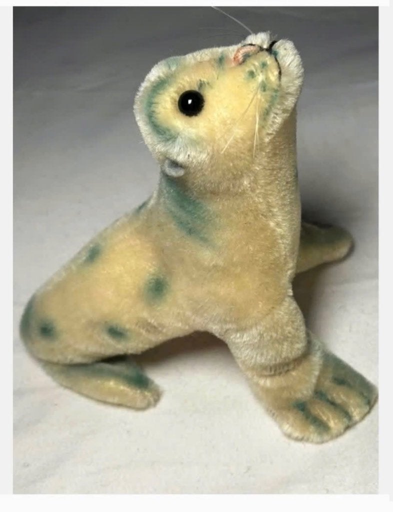 Vintage Robby Mohair Zeehond, jaren ‘50-‘60 knop aanwezig, Ophalen of Verzenden