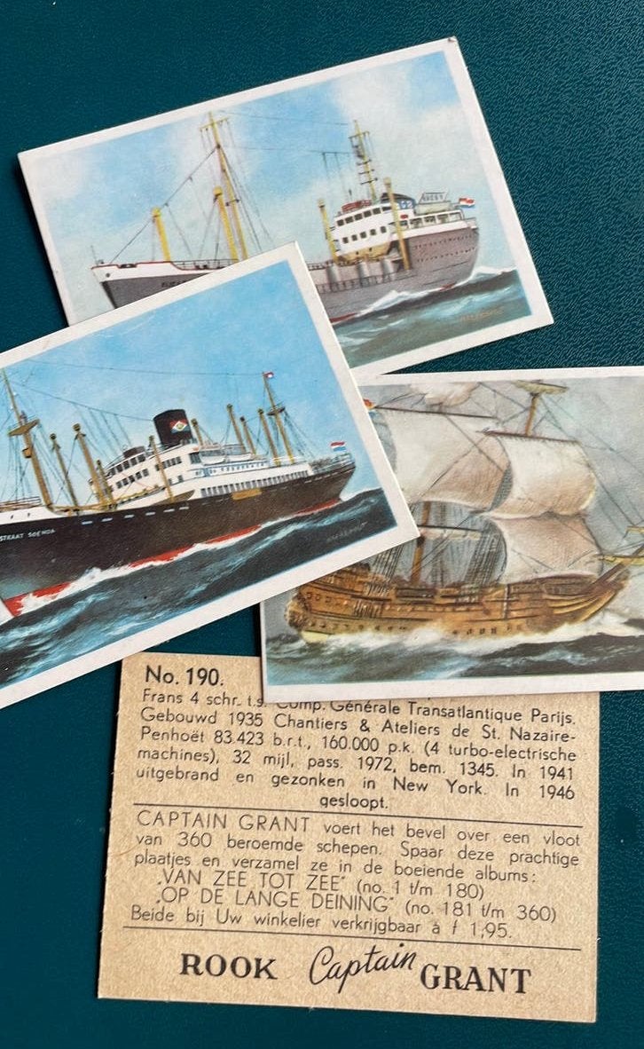 Lot (8) reclamekaartjes Captain Grant jaren’50, Ophalen of Verzenden, Gebruikt, Overige typen
