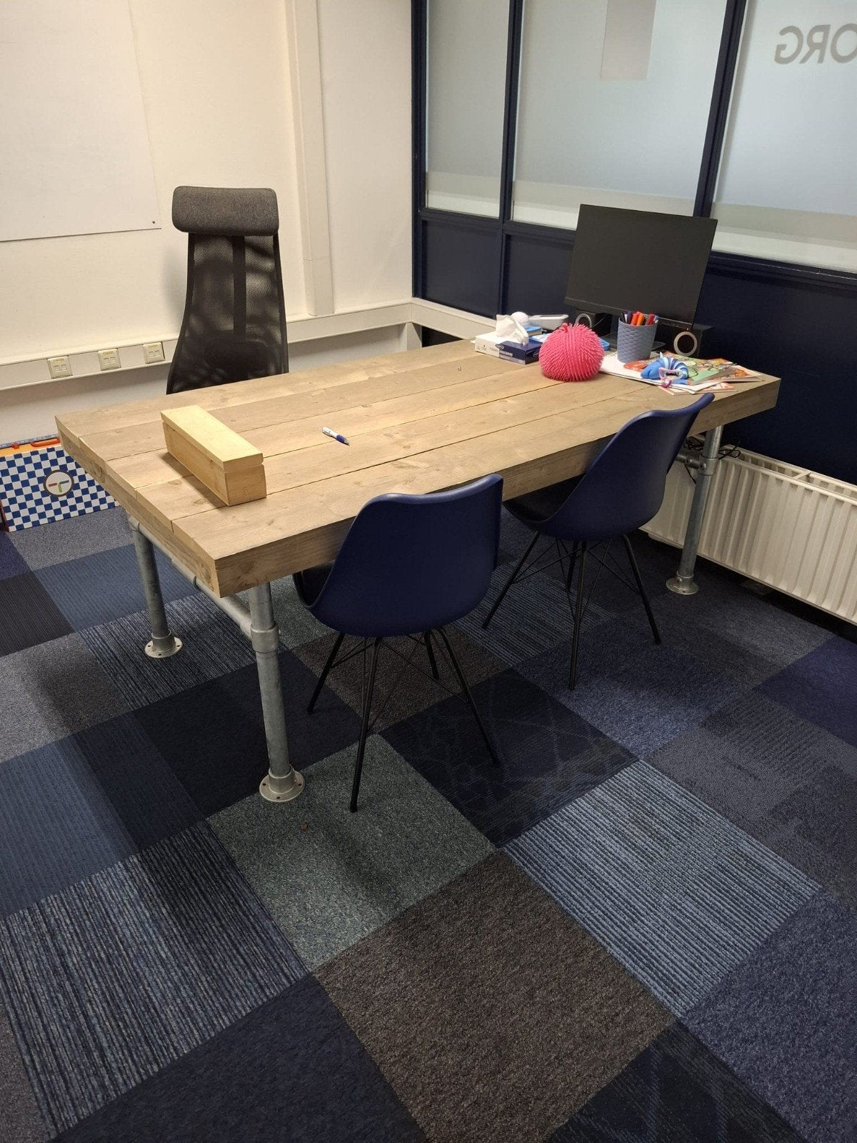 Steigerhouten bureau / eettafel 180x77cm, Ophalen, Hout, 180 cm, Bruin