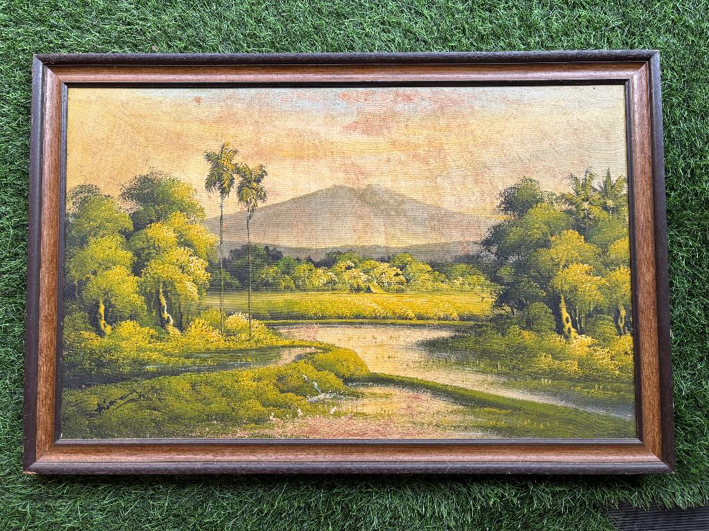 Antiek Schilderij Mooi Indië Indonesisch Landschap, Antiek en Kunst, Kunst | Schilderijen | Klassiek, Ophalen of Verzenden
