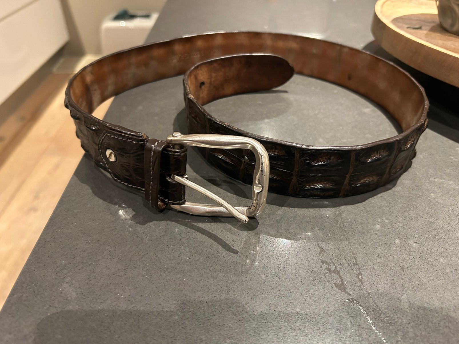 Croco riem alligator izgst maat 90, Verzenden, Zo goed als nieuw, Bruin, Minder dan 95 cm