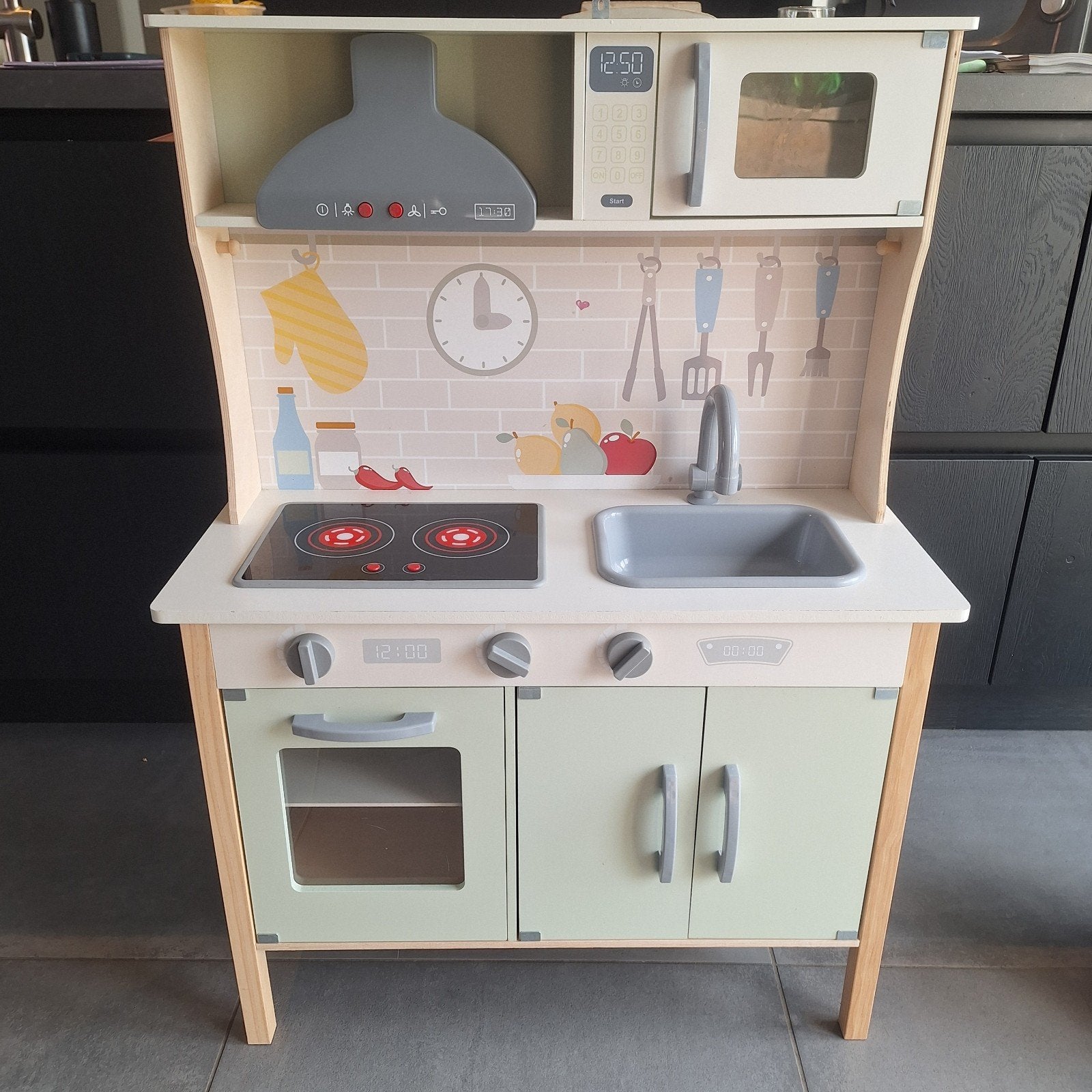 Houten kinderkeuken met accessoires - Zo goed als nieuw, Ophalen, Zo goed als nieuw, Hout, Speelkeuken