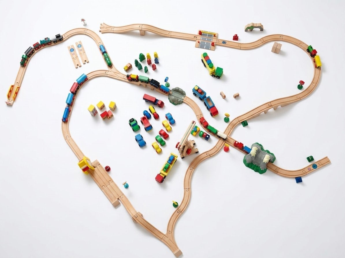 Grote Houten Treinbaan Set (waaronder Brio/Eichhorn), Ophalen of Verzenden, Gebruikt, Overige typen