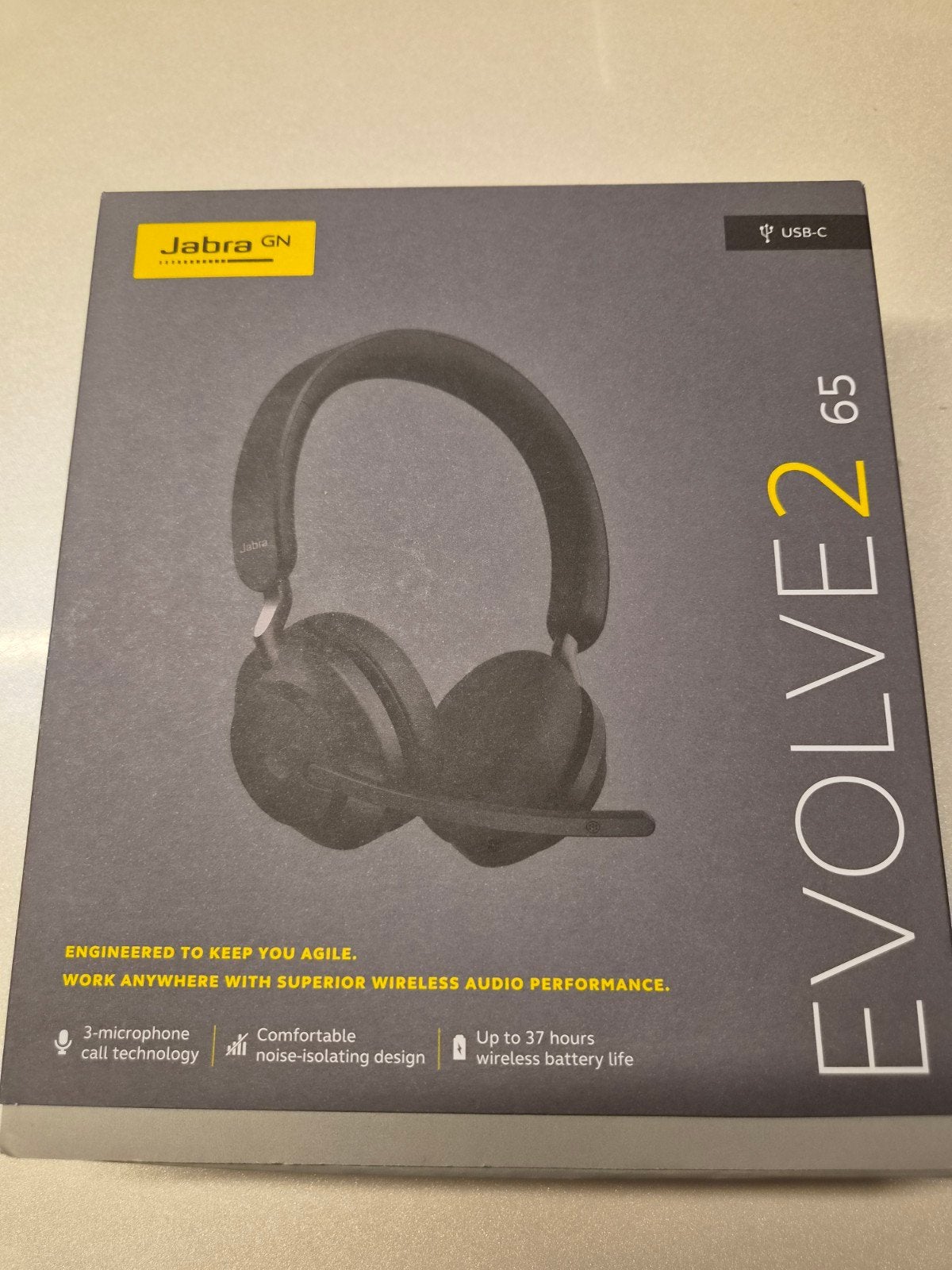 Jabra Evolve2 65 - Draadloze Headset met Microfoon, Ophalen of Verzenden, Zo goed als nieuw, Draadloos, Over-ear