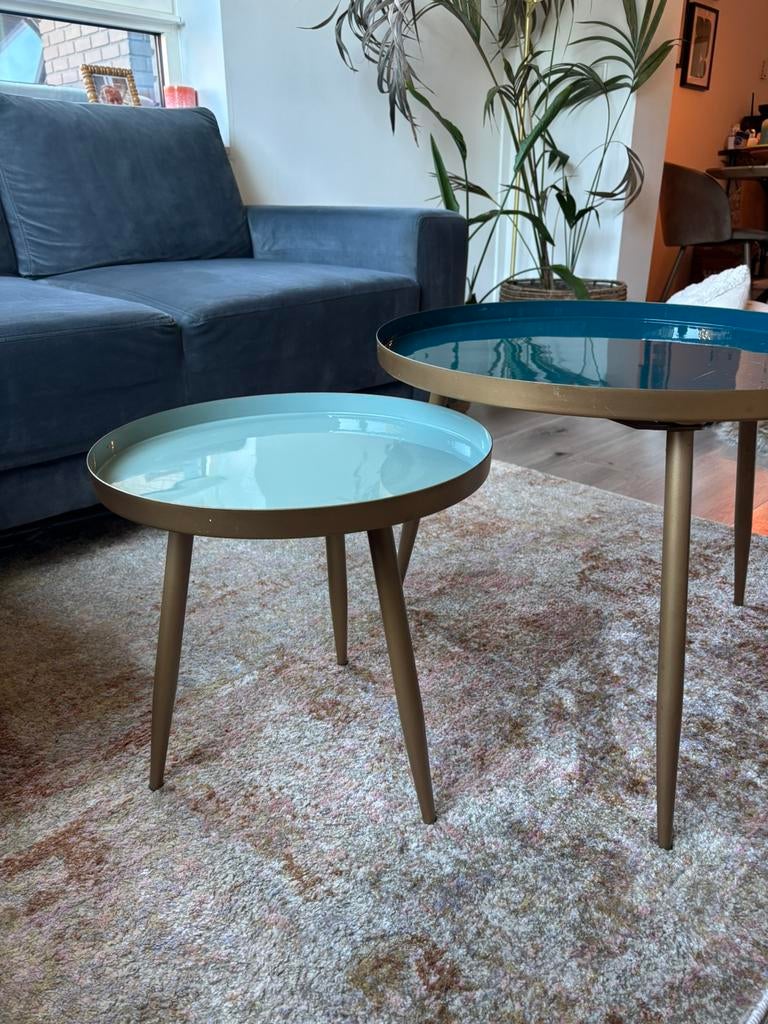 Set van 2 salontafels Maison du Monde Avril, Ophalen, 50 tot 100 cm, Rond, Zo goed als nieuw