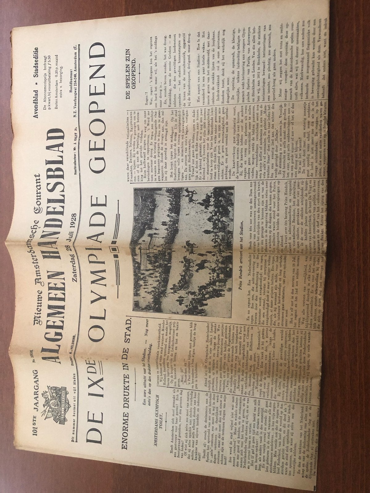 Algemeen Handelsblad 1928 - Olympische Spelen Amsterdam, Boeken, Ophalen of Verzenden, Gelezen, Krant