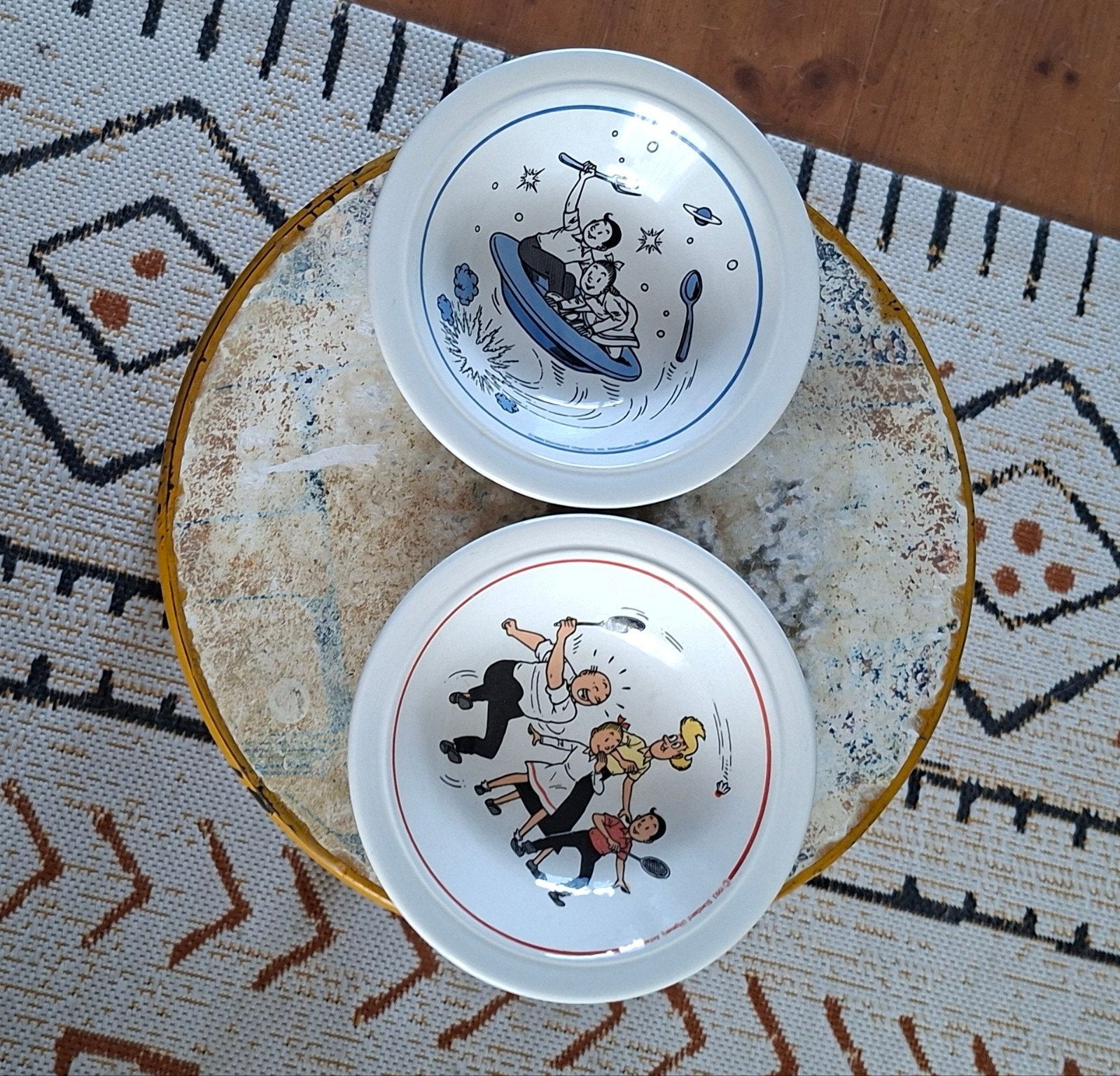 Suske en Wiske bordjes en schaaltjes - Set voor verzamelaar, Verzamelen, Ophalen, Suske en Wiske, Zo goed als nieuw, Gebruiksvoorwerp