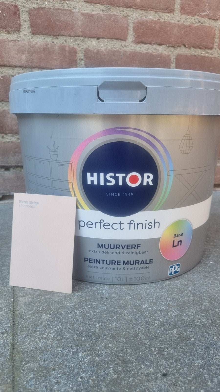 Histor Perfect Finish Muurverf Warm Beige 10L, Ophalen, 5 tot 10 liter, Beige, Nieuw