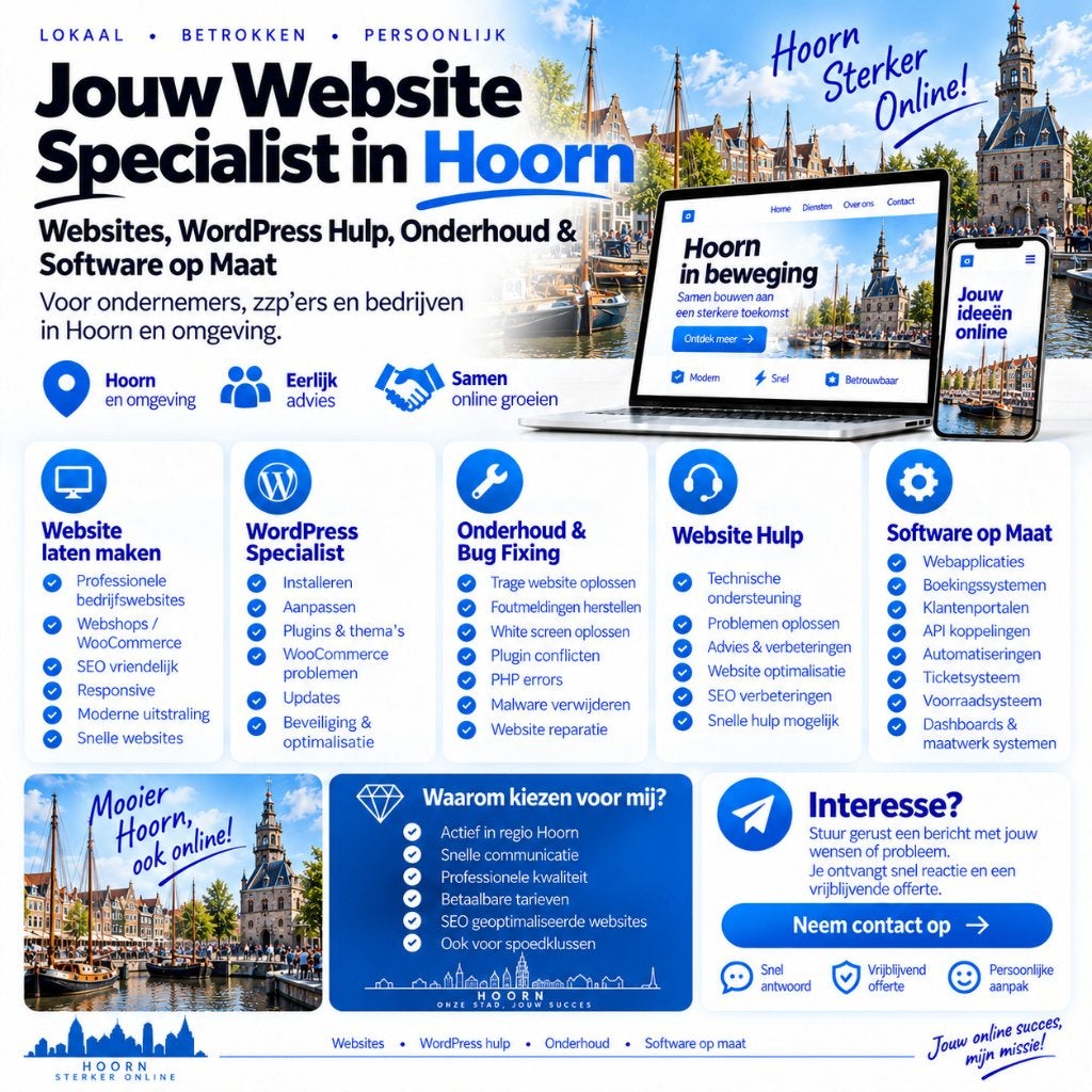 Website Laten Maken & WordPress Hulp Hoorn, Vacatures, Vanaf 3 jaar, Geschikt als bijbaan, Freelance of Uitzendbasis, 33 - 40 uur