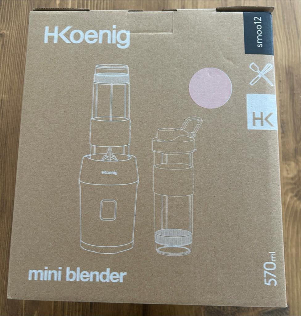 H.Koenig Mini Blender - Nieuw in doos - Lichtroze, Ophalen of Verzenden, Nieuw, Blender to go