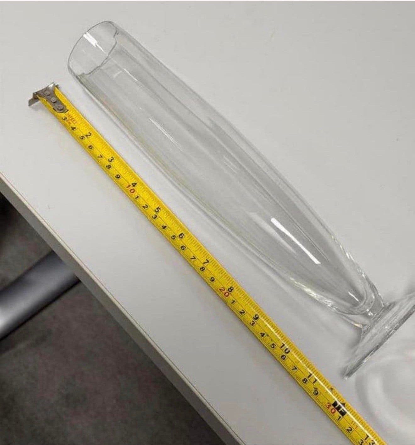 Vintage glazen vaas 30 cm hoog – helder glas bloemenvaas, Ophalen of Verzenden