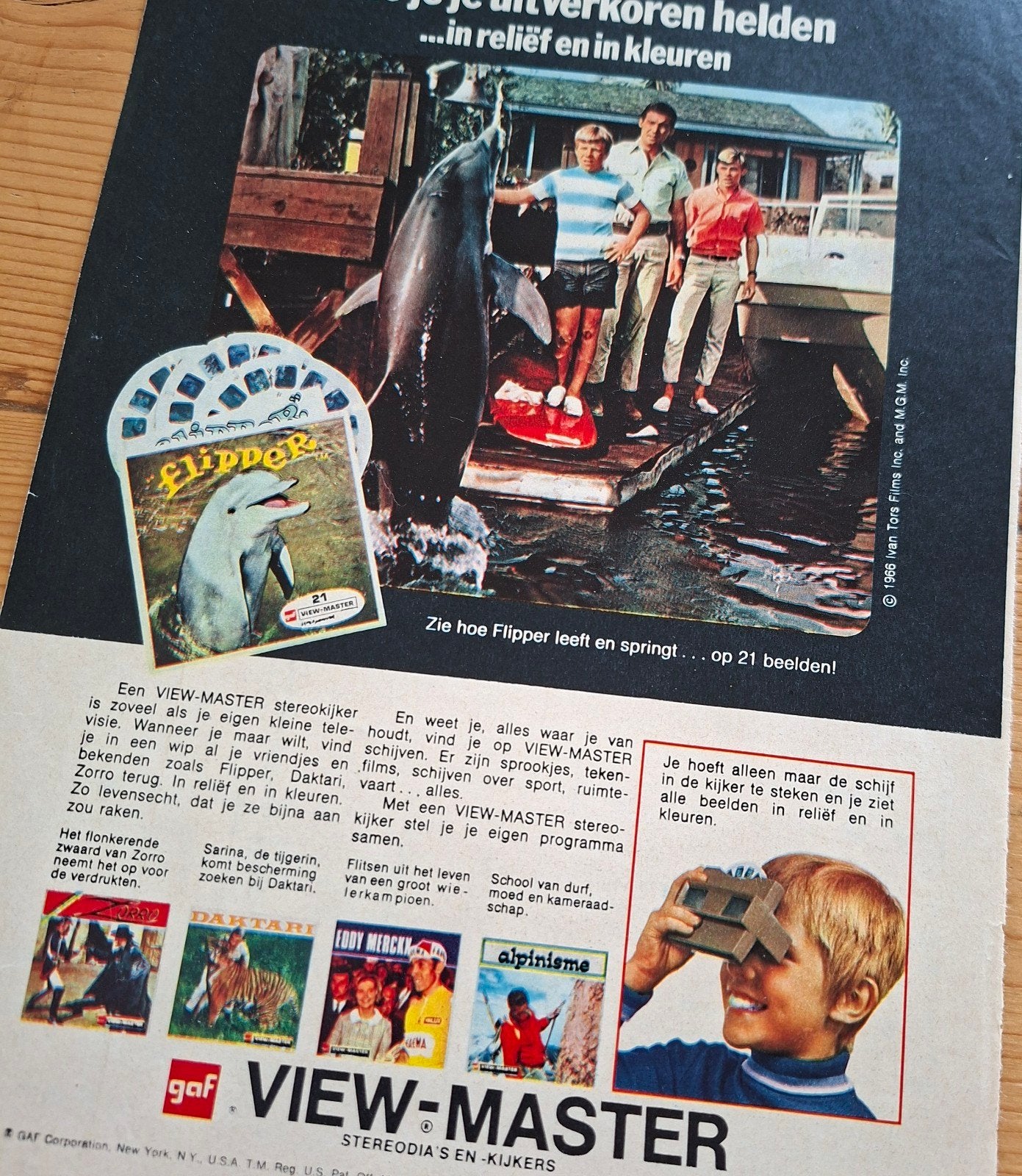 viewmaster reclame uit tijdshrift 1970 oa flipper, Ophalen of Verzenden, Foto of Kaart