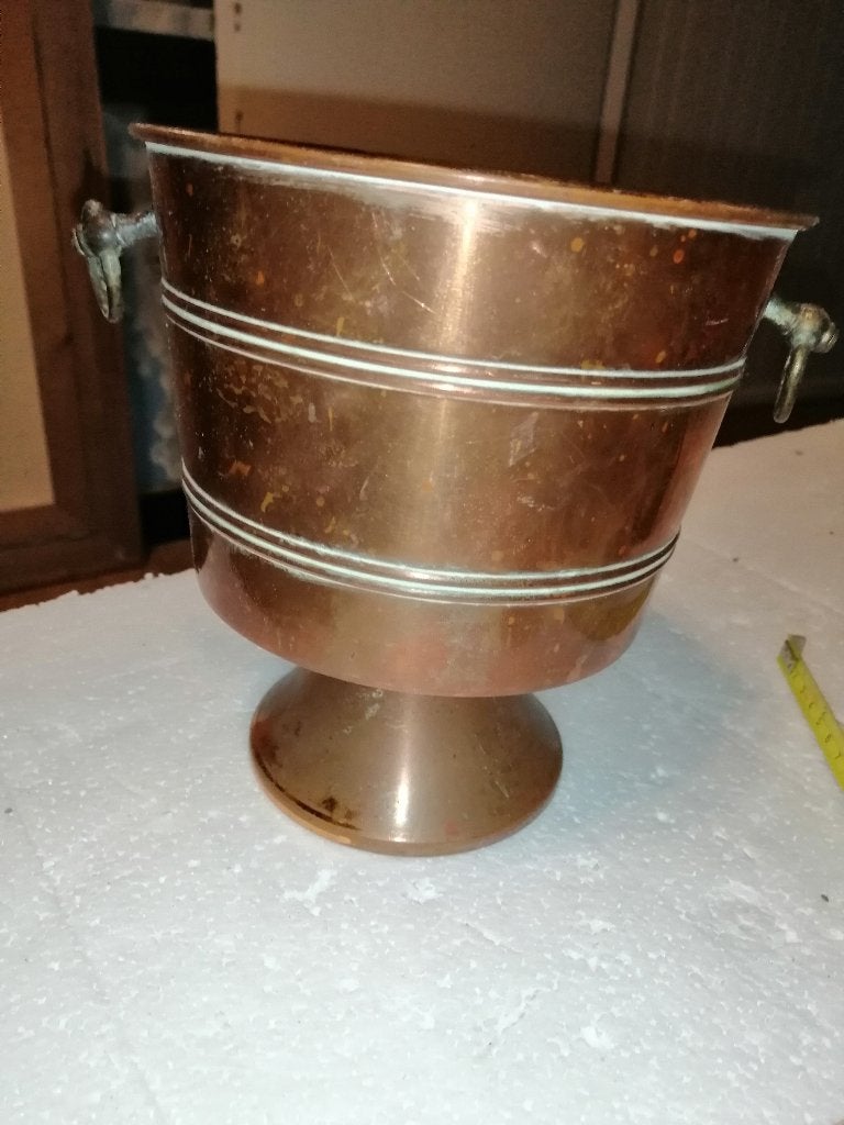 Vintage rood koperen bloempot, plantenpot, Antiek en Kunst, Ophalen of Verzenden, Koper