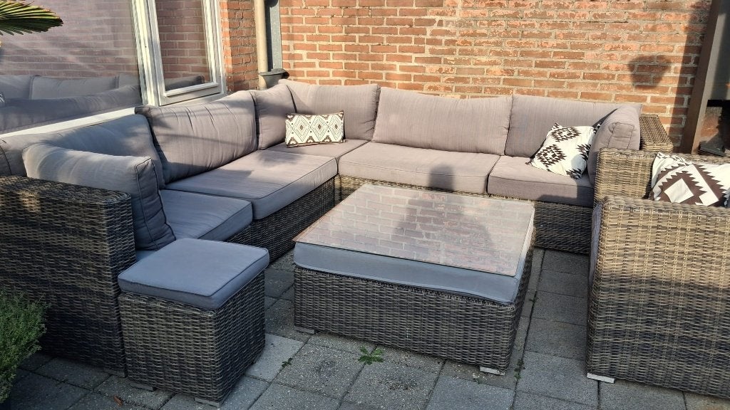 Mooie grote Nette Wicker loungeset/tuinset., Tuin en Terras, Tuinsets en Loungesets, Ophalen, Gebruikt, 6 zitplaatsen, Loungeset