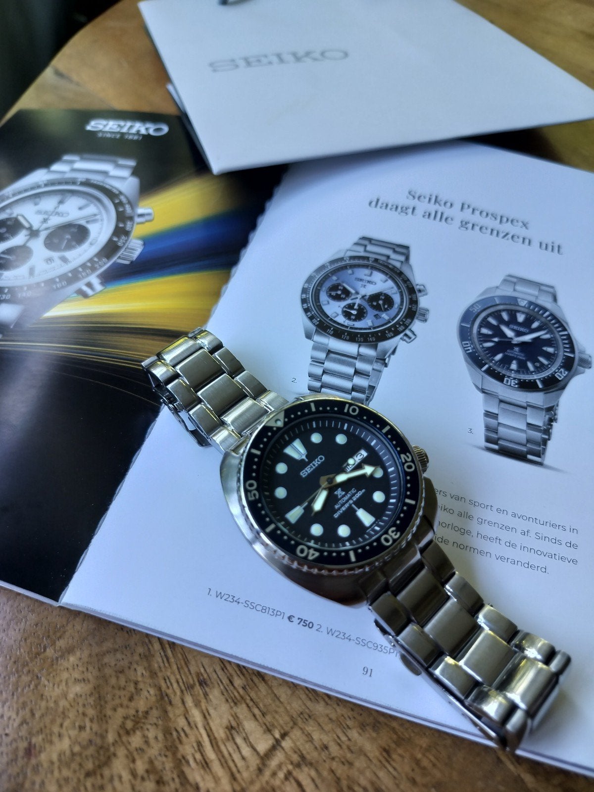 Prachtig Seiko Prospex Turtle Blue Automatic horloge 44 mm, Staal, Polshorloge, Ophalen of Verzenden, Zo goed als nieuw