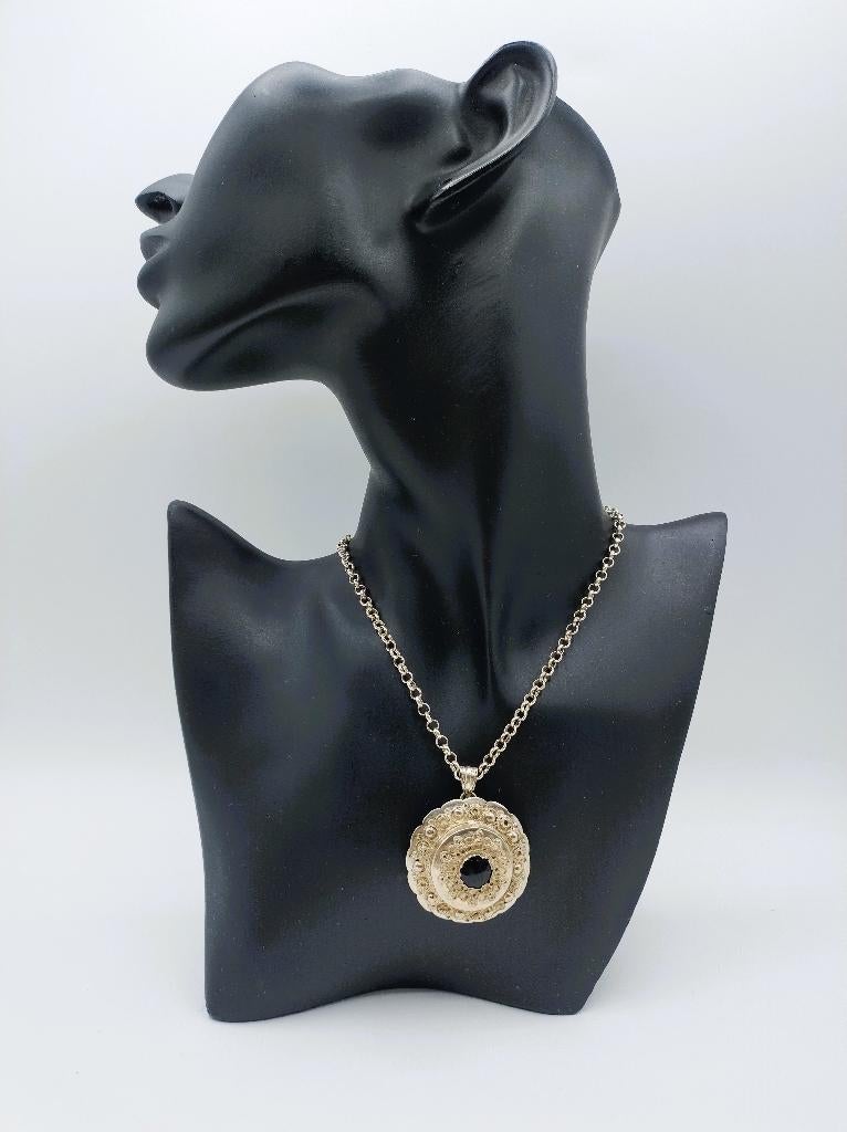 Zilveren jasseronketting met hanger, J. van den Berg, Kampen, Verzenden, Zilver, Ketting, Met edelsteen