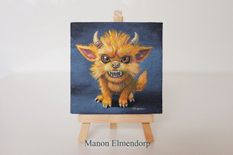 Uniek Handgeschilderd Fantasy Art Schilderijtje incl Ezeltje, Minder dan 50 cm, Gesigneerd, Nieuw, Schilderij