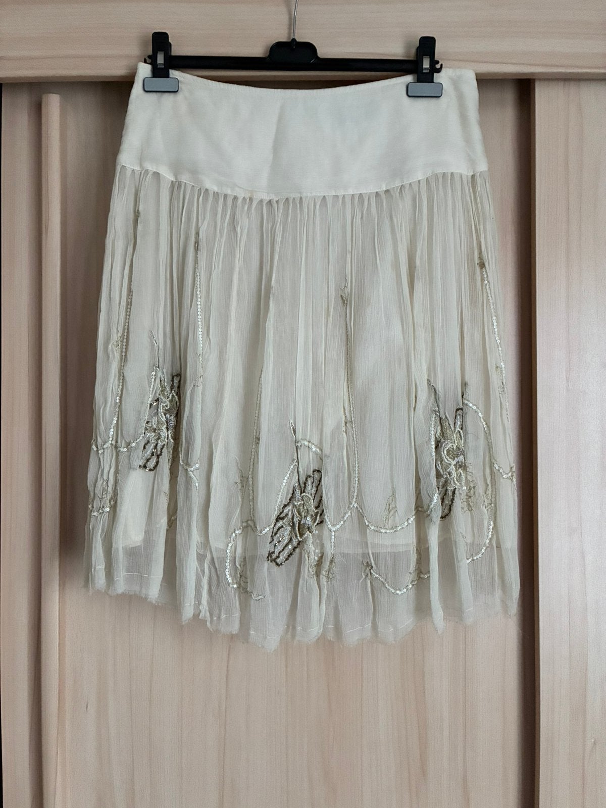 Boho rok cream off white pailletten forecast 38 m, Ophalen of Verzenden, Zo goed als nieuw, Maat 38/40 (M), Wit