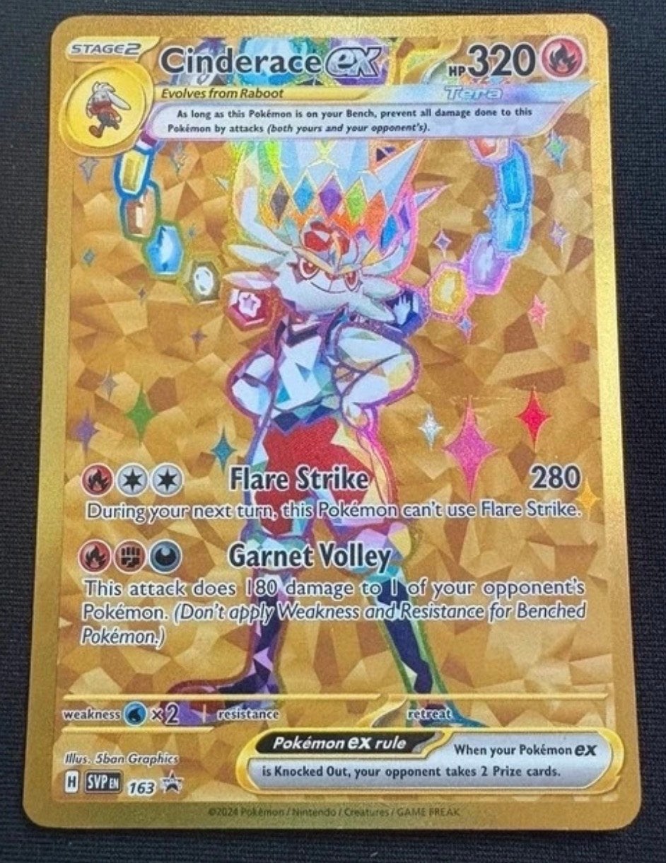 Cinderace ex 163 SVP - Pokemon kaart, Ophalen of Verzenden, Zo goed als nieuw, Losse kaart, Foil