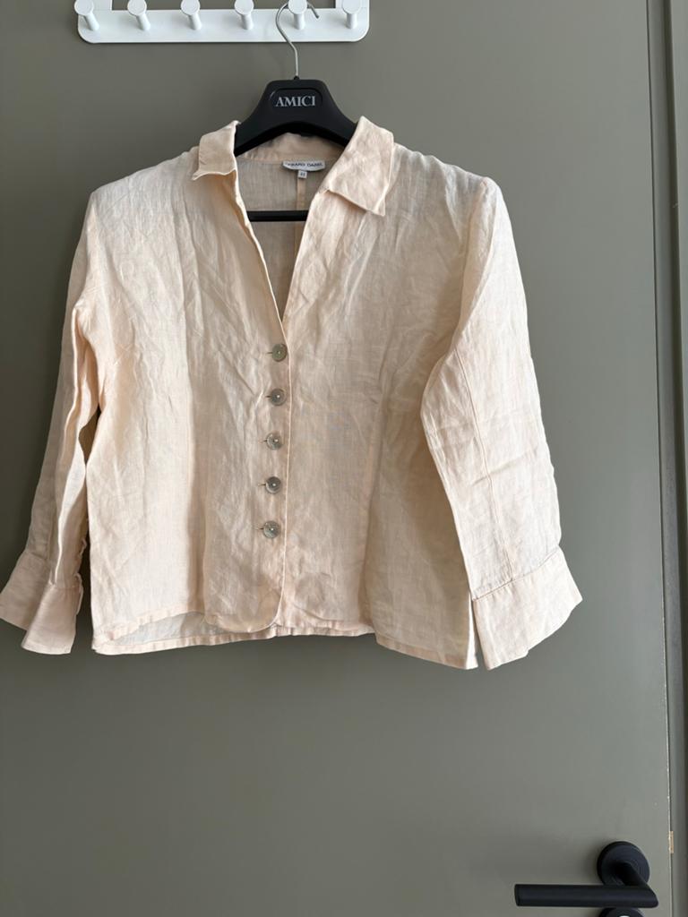 Gerard Darel Linnen Naturel Shirt Maat L, Kleding | Dames, Blouses en Tunieken, Ophalen of Verzenden, Gedragen, Maat 42/44 (L)