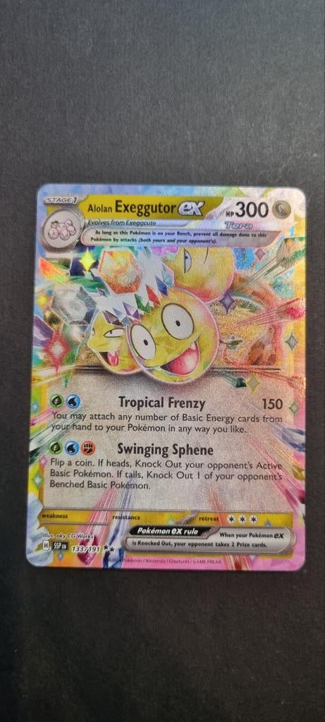 Alolan Exeggutor EX 133/191 Surging Sparks (SSP 133), Ophalen of Verzenden, Zo goed als nieuw, Losse kaart, Foil