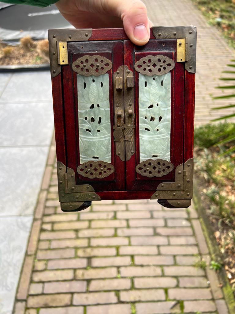 Chinees sieradenkastje jade chinese kist kast sieraden 18 cm, Ophalen of Verzenden