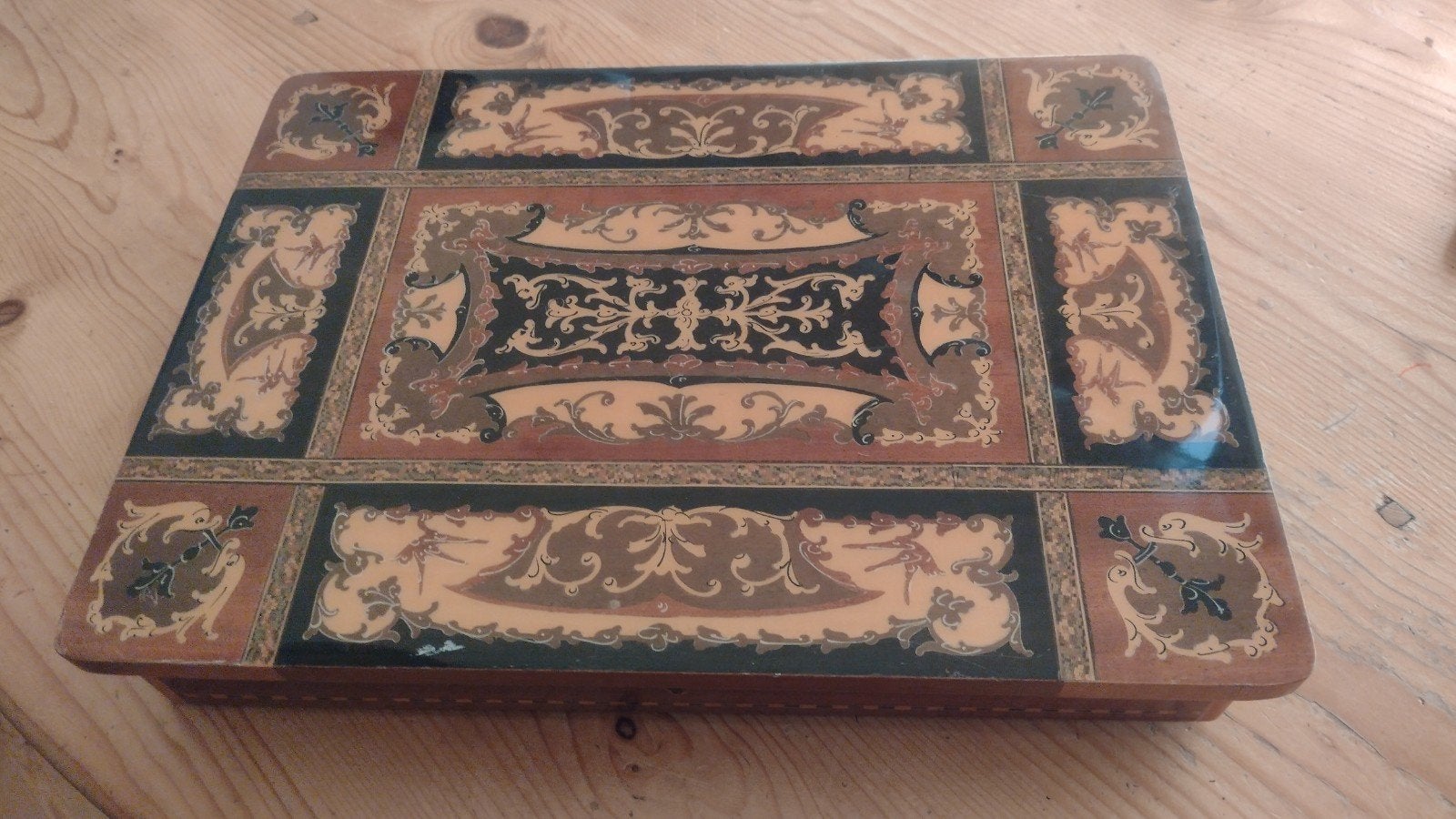 vintage Italiaanse houten sieradendoos of muziekdoos, Antiek en Kunst, Ophalen of Verzenden