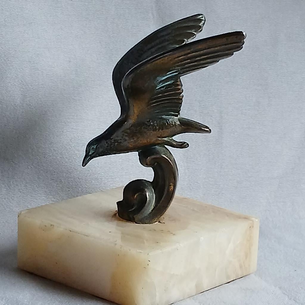 Art Deco vogel op marmer voet, Ophalen of Verzenden