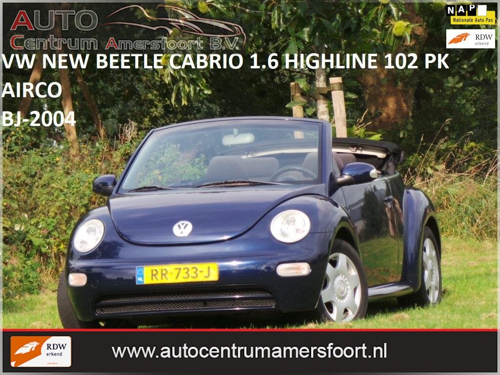 Volkswagen New Beetle Cabriolet 1.6 Highline ( AIRCO + INRUI, Auto's, Dealer onderhouden, Stof, Gebruikt, Beetle (Kever)