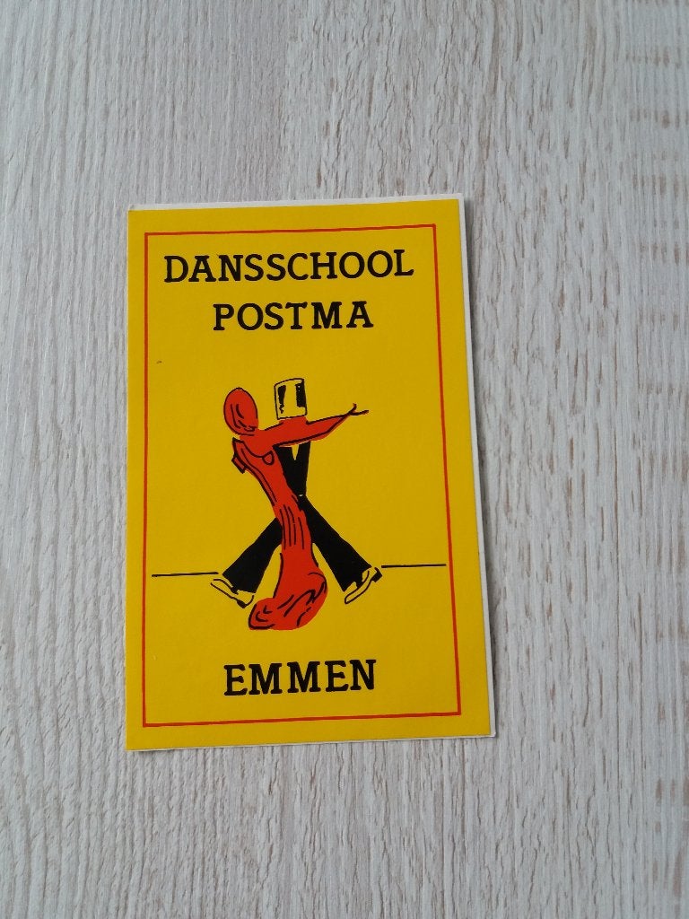 sticker dansschool POSTMA te EMMEN ( 2 ), Verzamelen, Ophalen of Verzenden, Zo goed als nieuw, Bedrijf of Vereniging