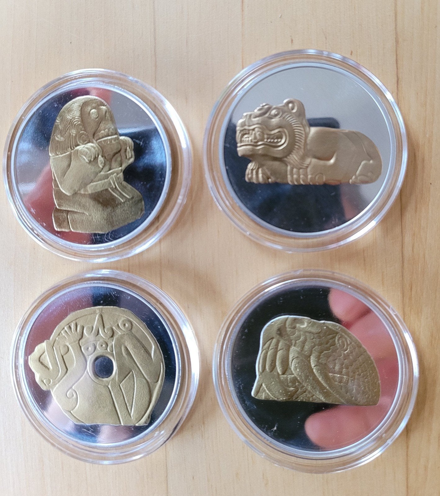 4x 1 oz Sterling Zilver Mexico Munten - Azteekse Motieven, Ophalen of Verzenden, Noord-Amerika, Setje, Zilver