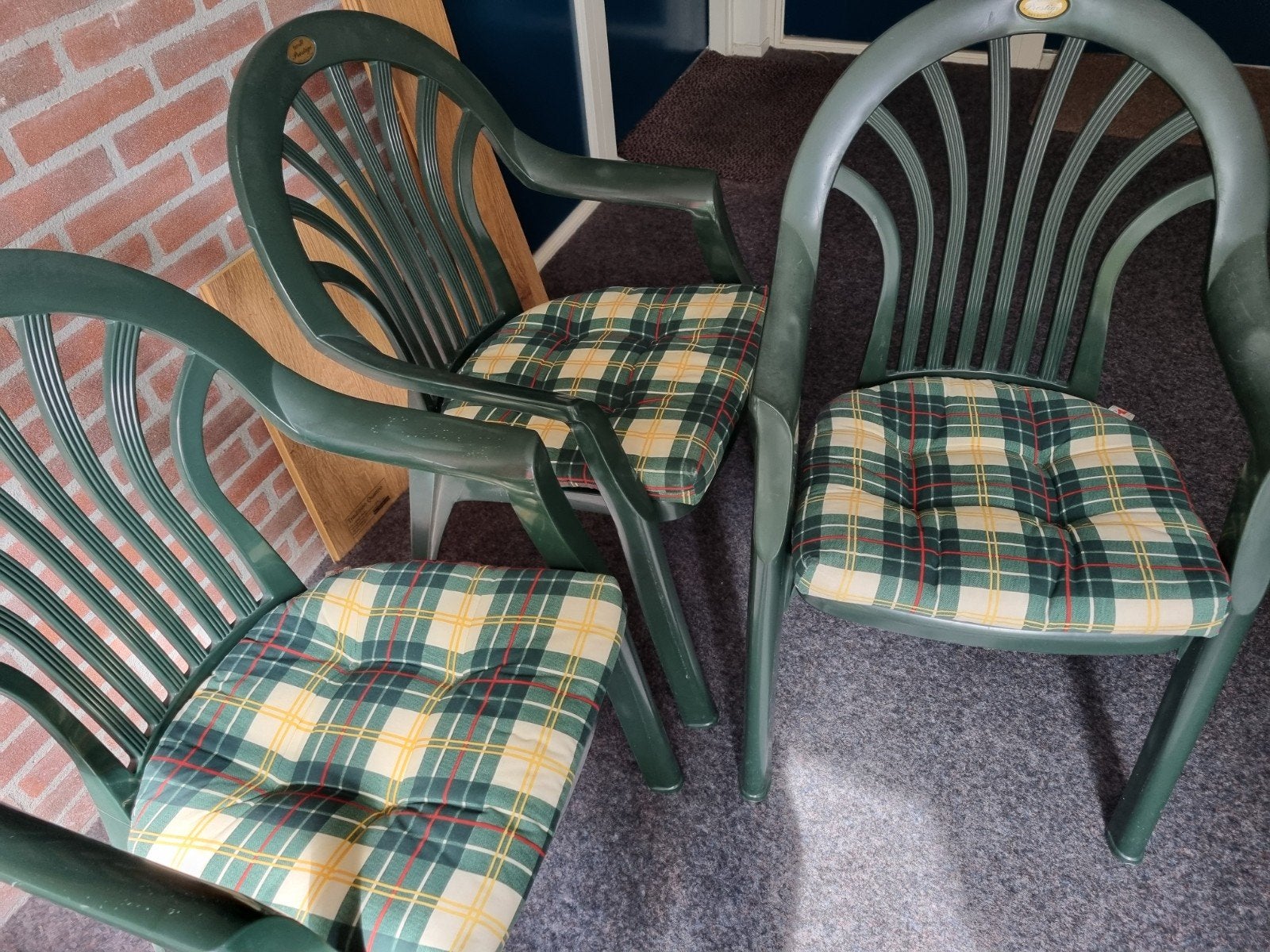 3 Hartman terrasstoelen met kussens, Ophalen, Gebruikt, Kunststof