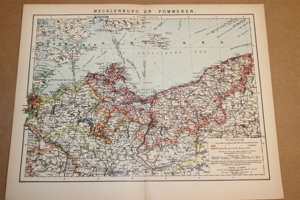 Antieke kaart - Mecklenburg en Pommeren - Circa 1900, Gelezen, Ophalen of Verzenden, Landkaart, 1800 tot 2000