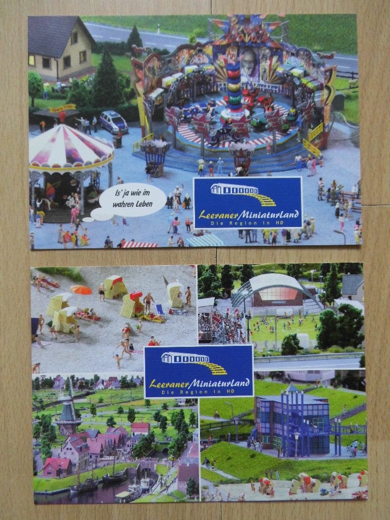 Ansichtkaart ansicht kaart Duitsland Miniaturland Leer - 2x, Ophalen of Verzenden, 1980 tot heden, Ongelopen, Duitsland