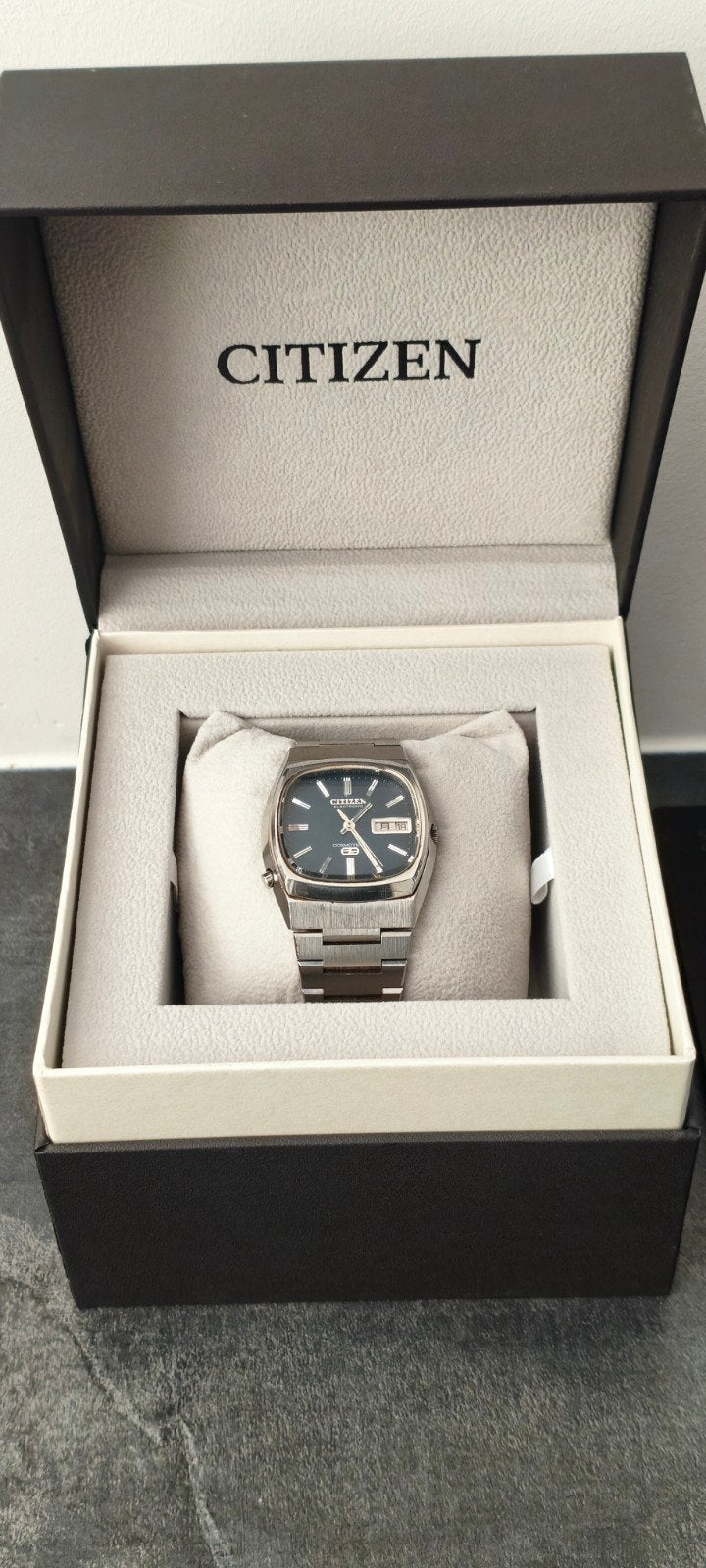 Vintage Citizen Cosmotron Electronic 7800-870034 Y TV-case, Sieraden, Tassen en Uiterlijk, Staal, Met bandje, Polshorloge, Citizen