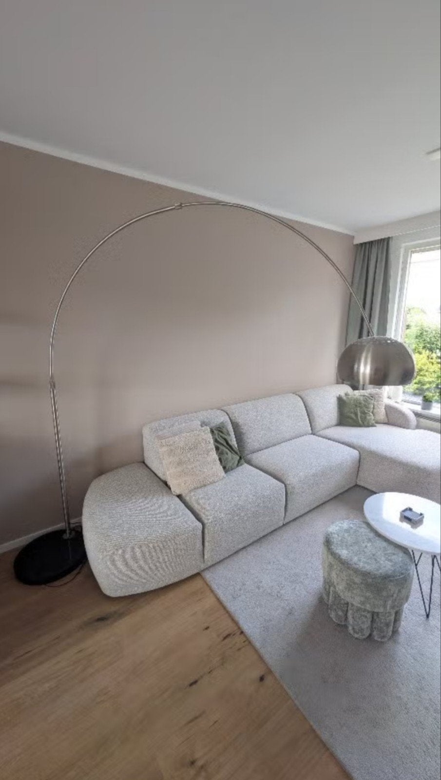 Gratis Moderne booglamp staal verstelbaar marmeren voet, Huis en Inrichting, Lampen | Vloerlampen, Ophalen, 200 cm of meer, E27 (groot)