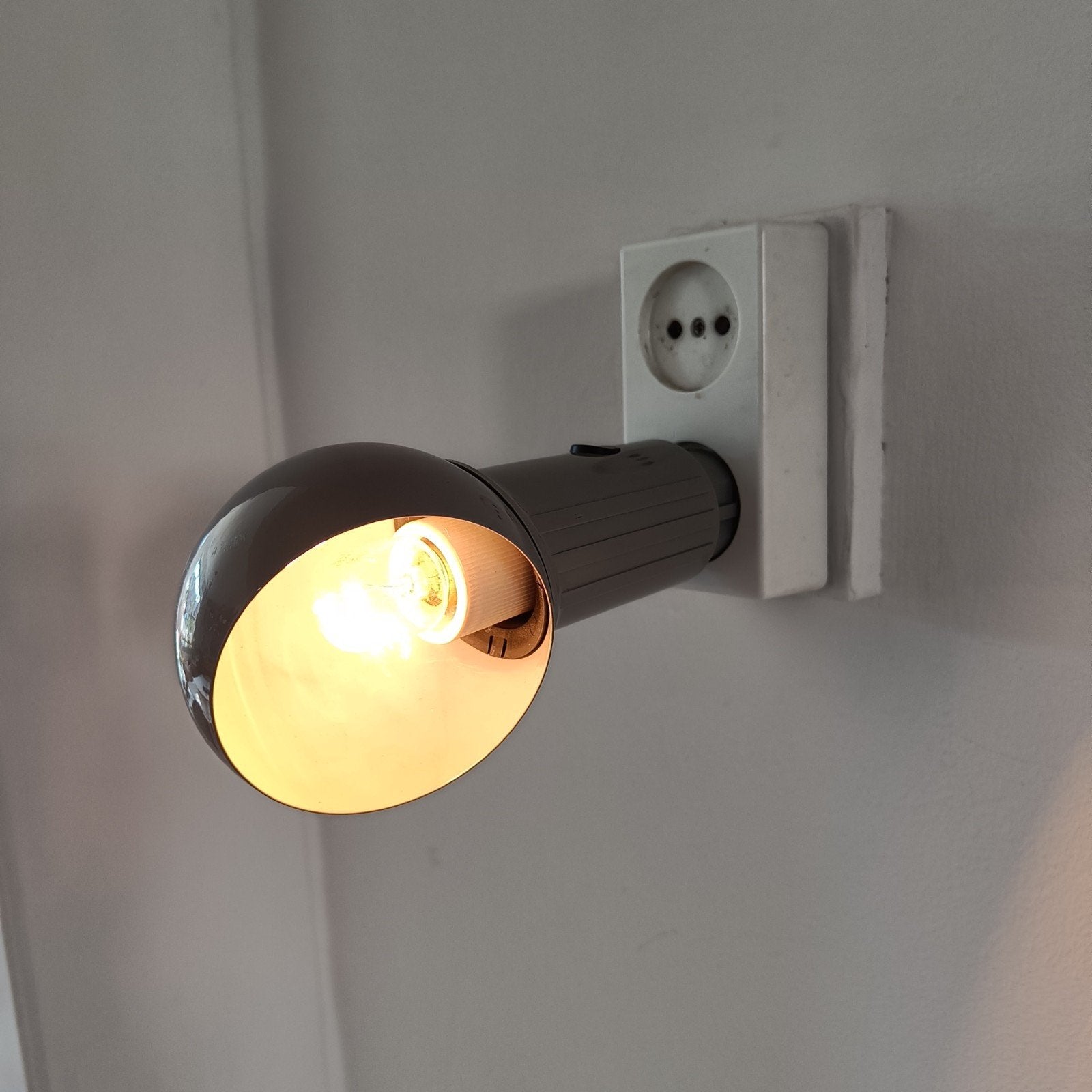 Vintage grijze stekkerlamp met schakelaar, Met schakelaar, Overige merken, Gebruikt, E14 (klein)
