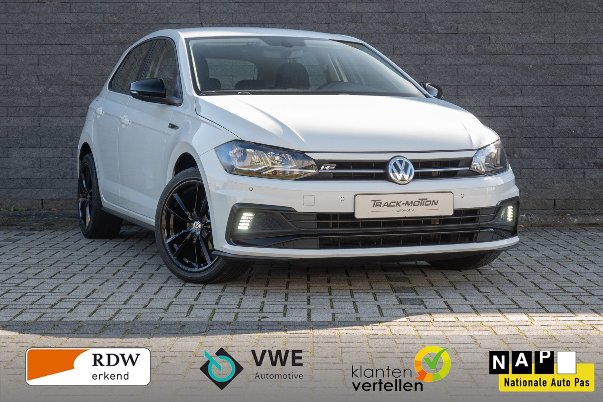 Volkswagen Polo 1.0 TSI r-line White & Black, Auto's, Stof, Bedrijf, Handgeschakeld, 570 kg