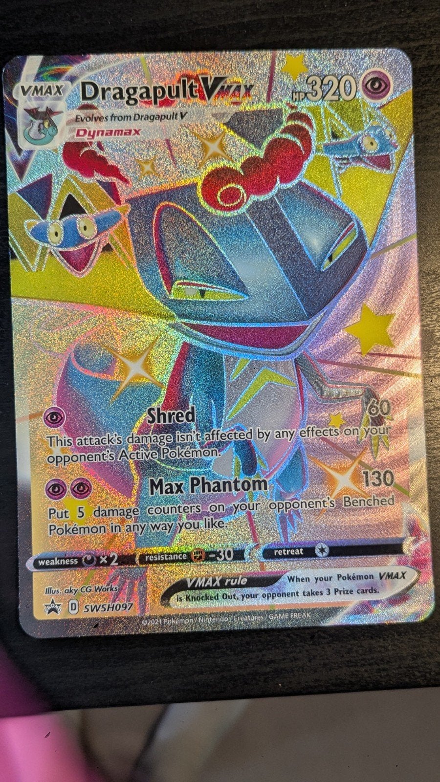 Dragapult VMAX OVERSIZED CARD, Ophalen of Verzenden, Zo goed als nieuw, Losse kaart, Foil