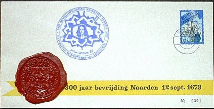Nederland 1973, 300 jaar bevrijding Naarden met lakzegel., Verzenden, Envelop