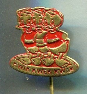 Kwik Kwek en Kwak rood op koper Disney speldje ( R_096), Ophalen of Verzenden, Nieuw, Figuurtje, Speldje of Pin