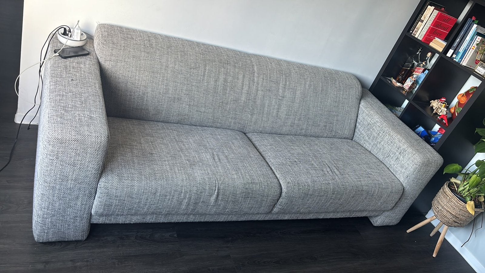 Gratis grijze bank – 2 meter, Gebruikt, 150 tot 200 cm, Tweepersoons, 75 tot 100 cm