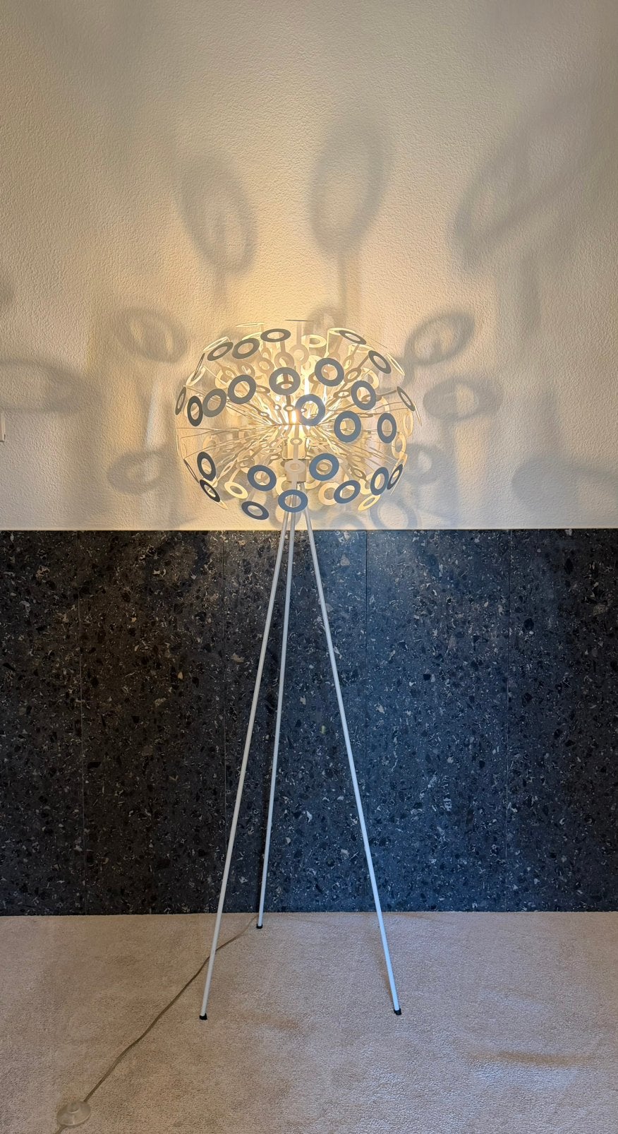 Dandelion metalen design vloerlamp –groot, Ophalen, E27 (groot), Zo goed als nieuw, Metaal
