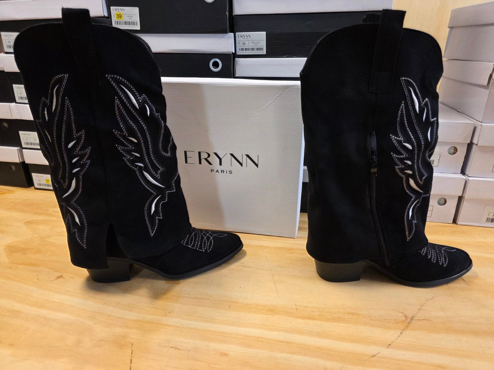 Erynn Paris Zwarte Cowboylaarzen - Nieuw in doos, Info@erynnparis.com, Zwart, Lage of Enkellaarzen, Erynn Paris
