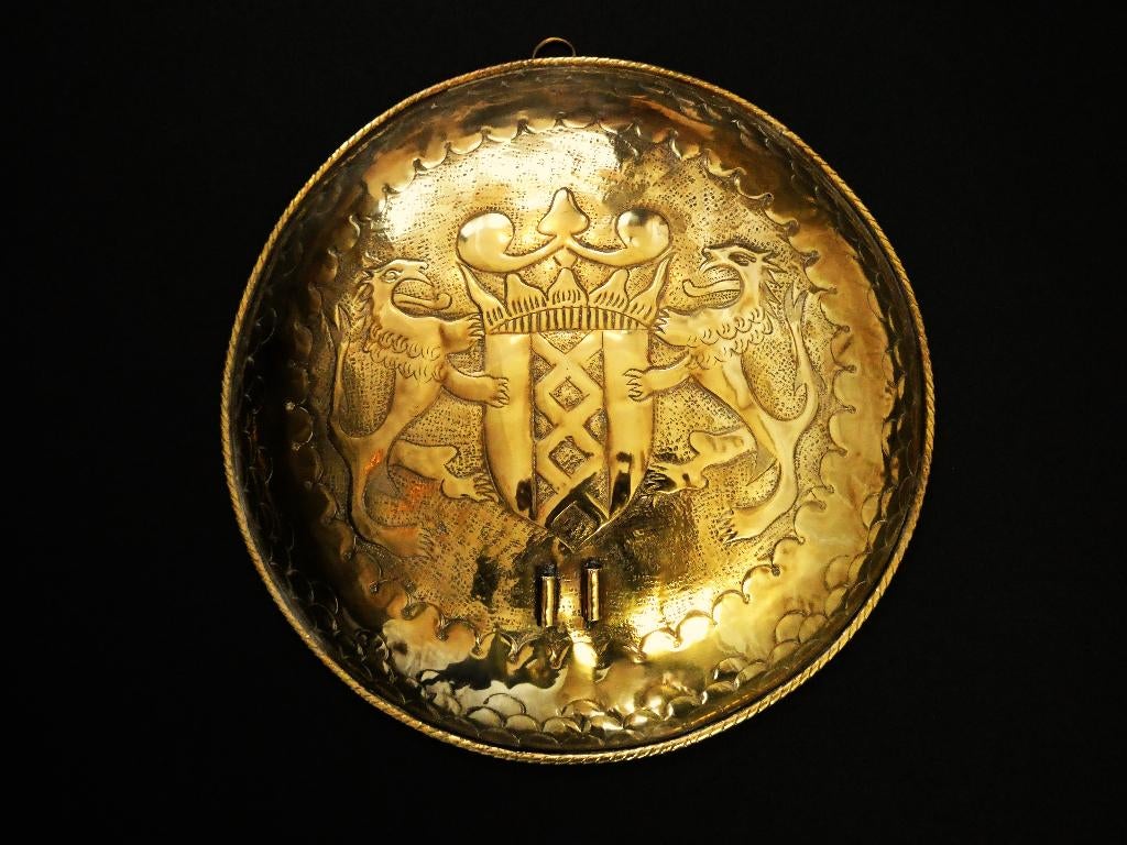 2 Antieke wandkandelaars kandelaar met Wapen van Amsterdam, Antiek en Kunst, Ophalen of Verzenden, Koper of Brons